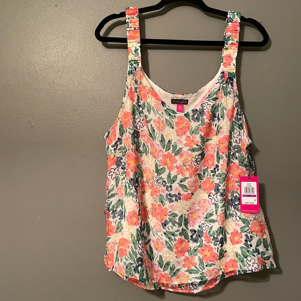 NWT Vince Camuto Sz XXL Women’s Island Oasis Tank Top Floral Blouse Shirt RT $69